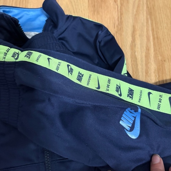 Nike Navy Blue Neon Green Tracksuit Futura Tricot Sz 4 Sweatshirt Jacket Pants - Picture 7 of 7